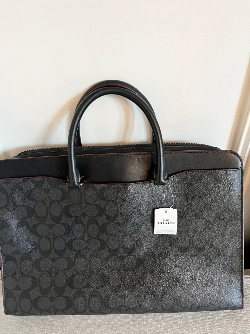 Coach Men's Charcoal/Black Signature Briefcase (NWT)